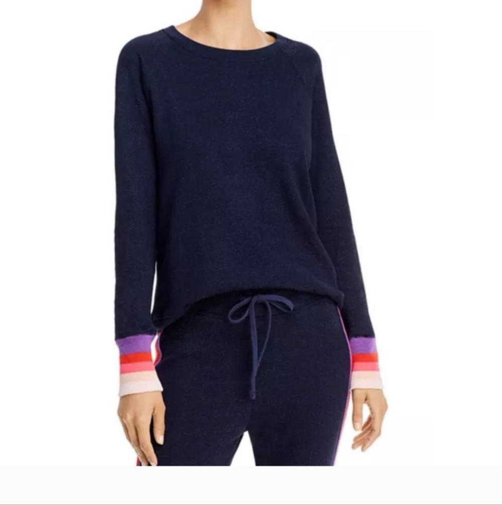 SUNDRY Rainbow Trim Pullover